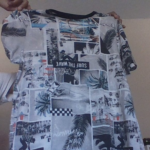 White/Blue/Orange/Black/Gray (Surf The Wave) Shirt - Picture 1 of 1